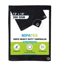 Mipatex Tarpaulin / Tirpal 12 Feet x 18 Feet 200 GSM (Black)